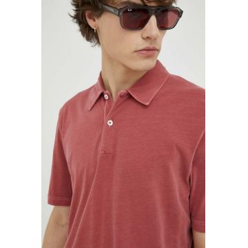 Marc O'Polo polo de bumbac culoarea bordo, neted