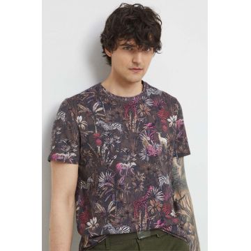 Medicine tricou din bumbac barbati, culoarea maro, modelator