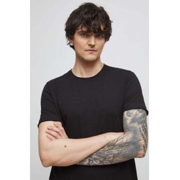 Medicine tricou din bumbac barbati, culoarea negru, neted