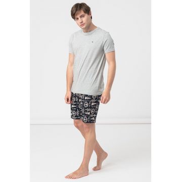 Pijama cu pantaloni scurti de bumbac cu imprimeu