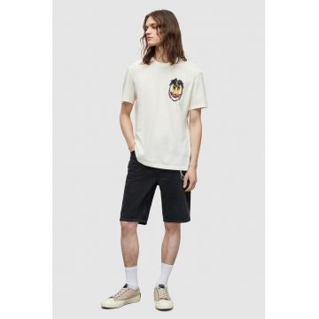 Tricou cu decolteu la baza gatului si imprimeu supradimensionat pe spate