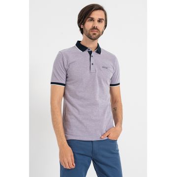 Tricou polo de bumbac cu margini contrastante