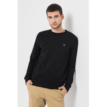 Bluza sport cu decolteu la baza gatului si logo brodat