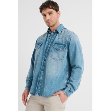 Camasa din chambray cu aspect decolorat