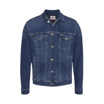 Jacheta-camasa din denim cu buzunare cu clapa
