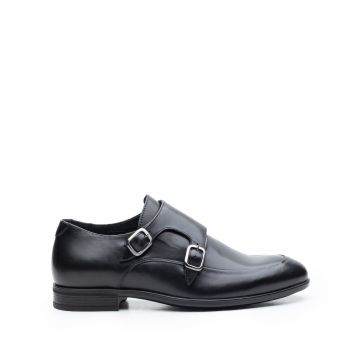 Pantofi eleganti barbati, cu catarame din piele naturala, Leofex - 576-1 Negru Box