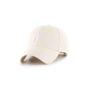 47brand șapcă din amestec de lână MLB New York Yankees culoarea bej, cu imprimeu  B-MVPSP17WBP-NTC
