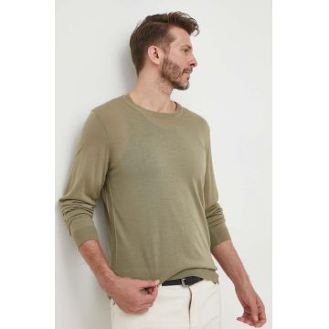 BOSS pulover de lana barbati, culoarea verde, light