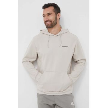 Columbia hanorac de bumbac barbati, culoarea bej, cu glugă, cu imprimeu 2037471-278