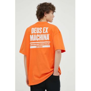 Deus Ex Machina tricou din bumbac culoarea portocaliu, cu imprimeu