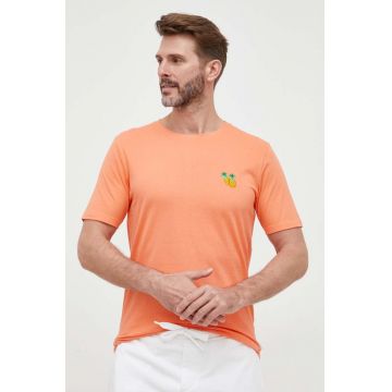 Lindbergh tricou din bumbac culoarea portocaliu, cu imprimeu