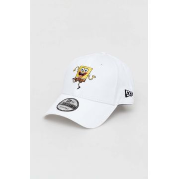 New Era șapcă de baseball din bumbac culoarea alb, cu imprimeu, SPONGEBOB