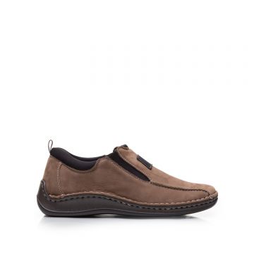 Pantofi casual bărbați din piele naturală, Leofex - 978 Kaki Nabuc