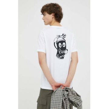 PS Paul Smith tricou din bumbac culoarea alb, cu imprimeu