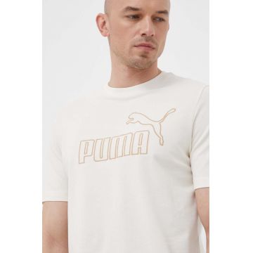 Puma tricou barbati, culoarea bej, cu imprimeu