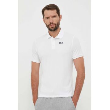 Helly Hansen tricou polo barbati, culoarea alb, cu imprimeu