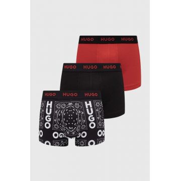 HUGO boxeri 3-pack barbati, culoarea rosu