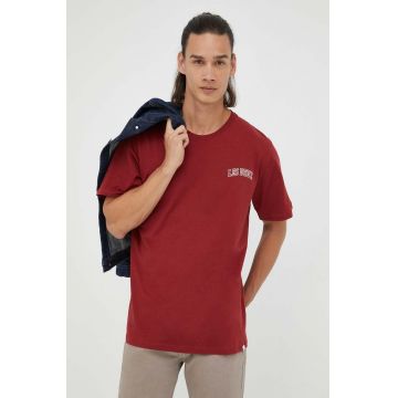 Les Deux tricou din bumbac culoarea bordo, cu imprimeu