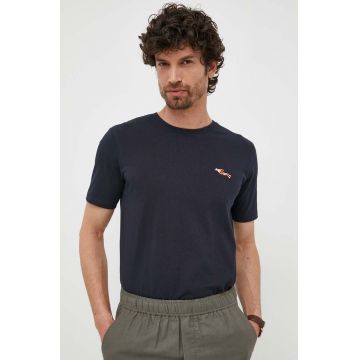 Lindbergh tricou din bumbac culoarea albastru marin, cu imprimeu