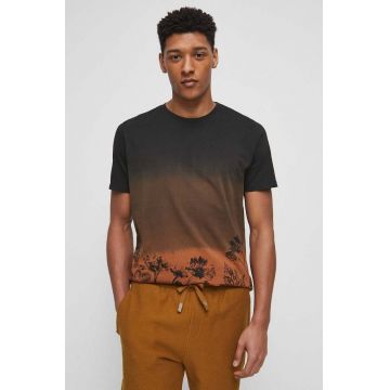 Medicine tricou din bumbac barbati, culoarea maro, cu imprimeu