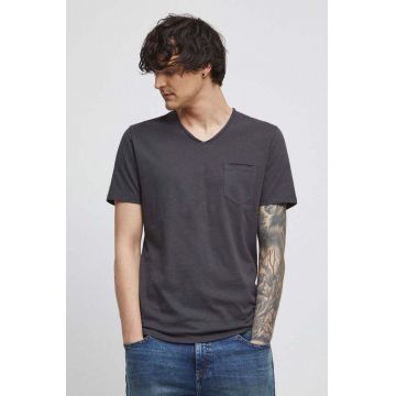 Medicine tricou din bumbac culoarea gri, neted