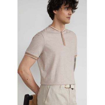 Medicine tricou polo barbati, culoarea bej, melanj