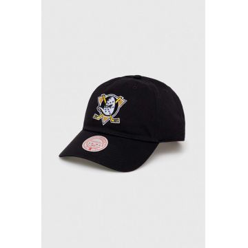 Mitchell&Ness șapcă de baseball din bumbac Anaheim Ducks culoarea negru, cu imprimeu