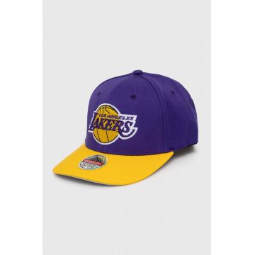 Mitchell&Ness șapcă din amestec de lână Los Angeles Lakers culoarea violet, cu imprimeu