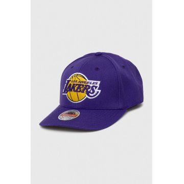 Mitchell&Ness șapcă din amestec de lână Los Angeles Lakers culoarea violet, cu imprimeu