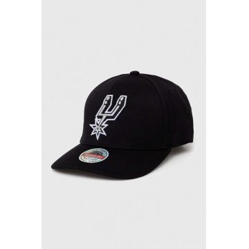 Mitchell&Ness șapcă din amestec de lână San Antonio Spurs culoarea negru, cu imprimeu