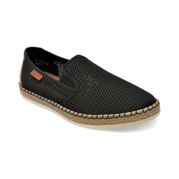 Pantofi RIEKER negri, B5276, din material textil