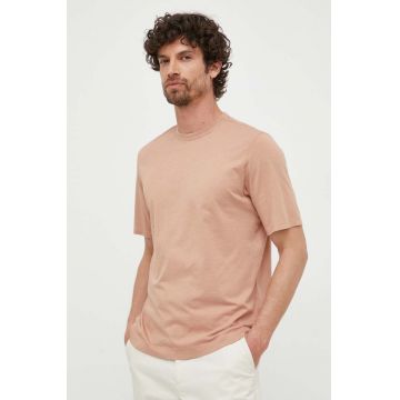 Sisley tricou din bumbac culoarea maro, neted