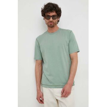 Sisley tricou din bumbac culoarea verde, neted