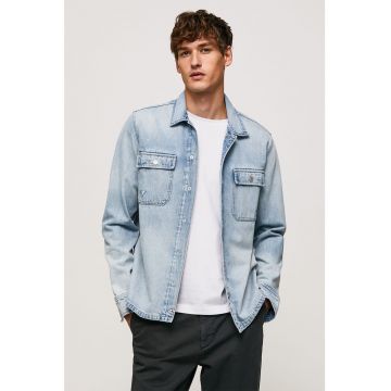 Camasa de denim cu aspect decolorat