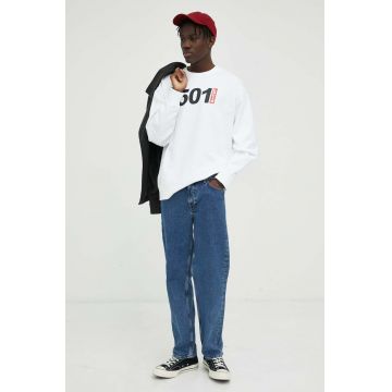 Levi's hanorac de bumbac barbati, culoarea alb, cu imprimeu