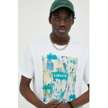 Levi's tricou din bumbac culoarea alb, cu imprimeu
