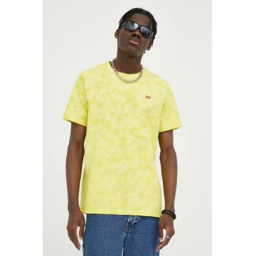 Levi's tricou din bumbac culoarea galben, modelator