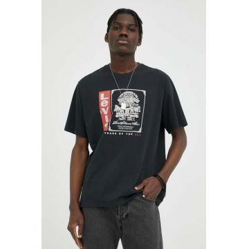 Levi's tricou din bumbac culoarea negru, cu imprimeu