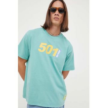 Levi's tricou din bumbac culoarea verde, cu imprimeu