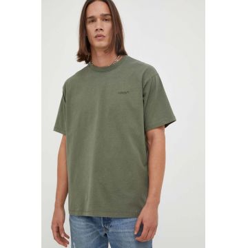 Levi's tricou din bumbac culoarea verde, neted