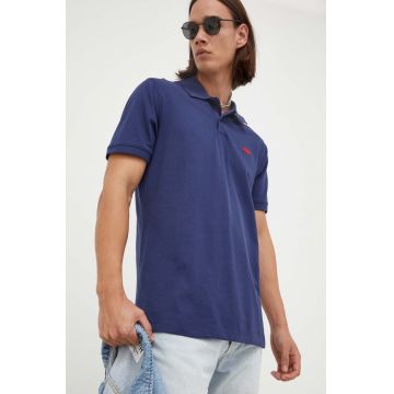 Levi's tricou polo barbati, culoarea albastru marin, neted