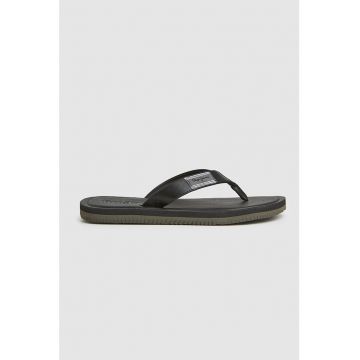 Papuci flip-flop de piele ecologica cu logo