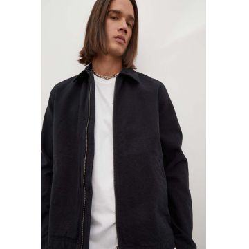 Samsoe Samsoe geaca jeans barbati, culoarea negru, de tranzitie