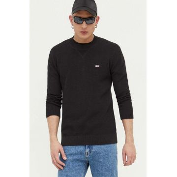 Tommy Jeans pulover de bumbac culoarea negru