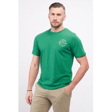 Tricou de bumbac cu decolteu la baza gatului