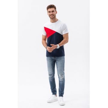 Tricou de bumbac cu model colorblock