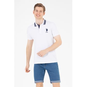 Tricou polo slim fit cu broderie logo