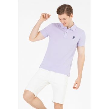 Tricou polo slim fit cu logo discret