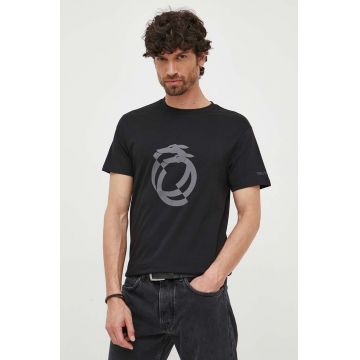 Trussardi tricou barbati, culoarea negru, cu imprimeu