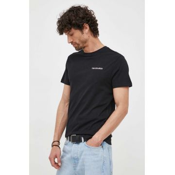 Trussardi tricou din bumbac culoarea negru, cu imprimeu